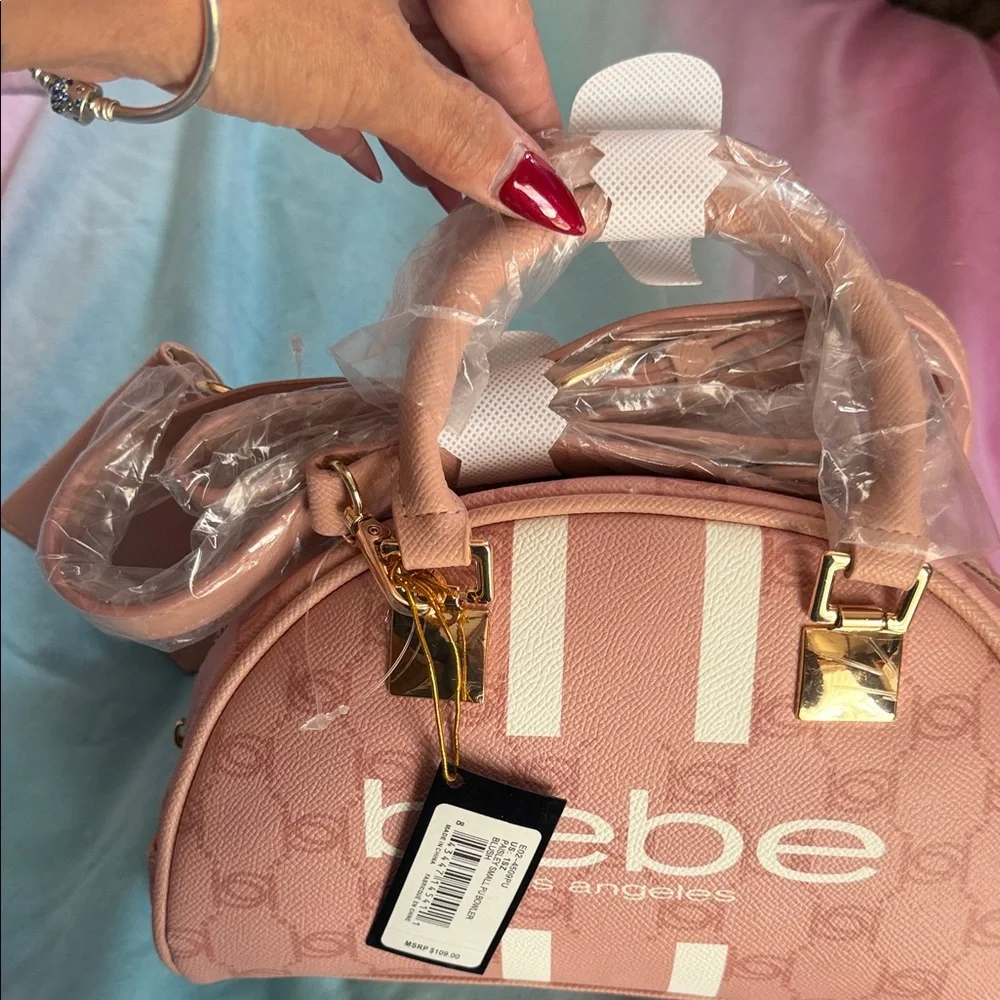 Bebe Small PU Bowler in blush